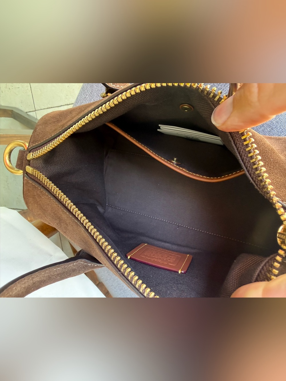 Coach Compass 25 Chocolate Suede - Style No. CFA51 - Picture 8 of 9